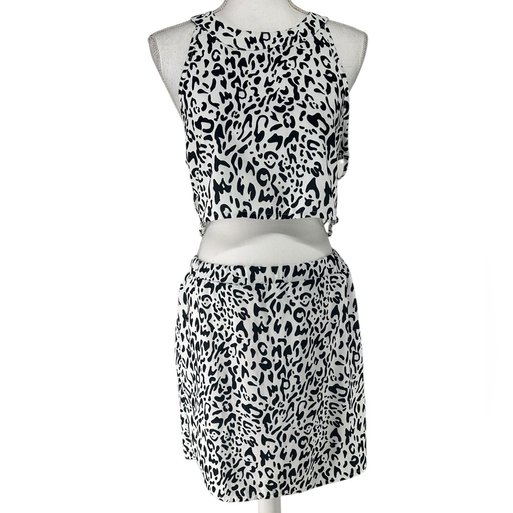 White & Black Leopard 2 Piece Set Small Y2K Rave Summer Vacation Fairy Festival